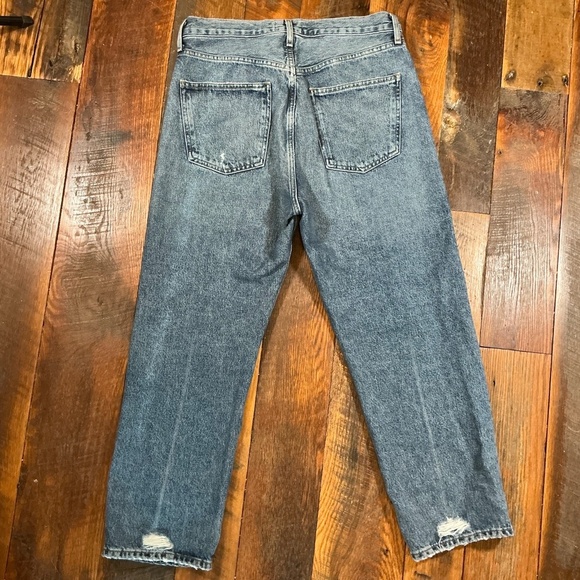AGOLDE High Rise Straight Leg Jeans Medium Wash Distressed Women’s Size 28 - Picture 9 of 12